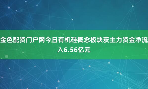 金色配资门户网今日有机硅概念板块获主力资金净流入6.56亿元
